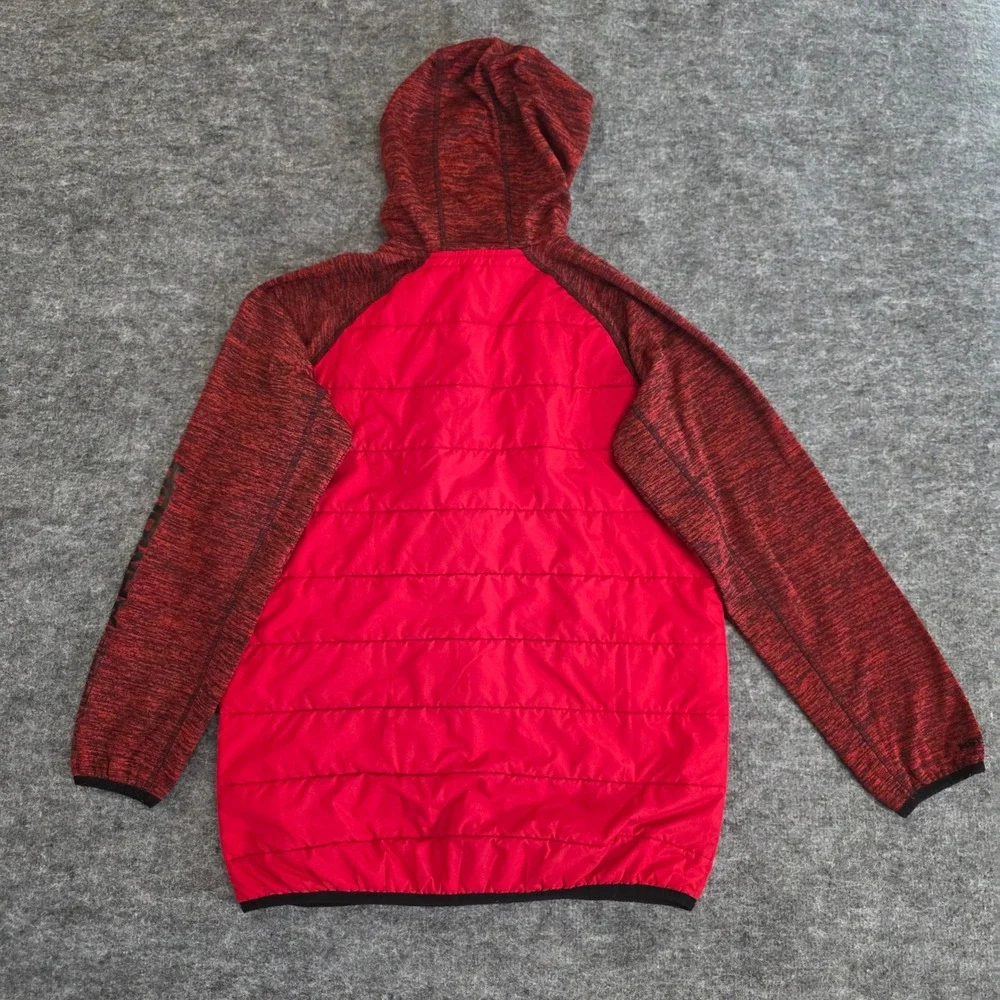 Under Armour Kids Puffer Hooded Jacket Red Black Full Zip‎ ColdGear Size YXL